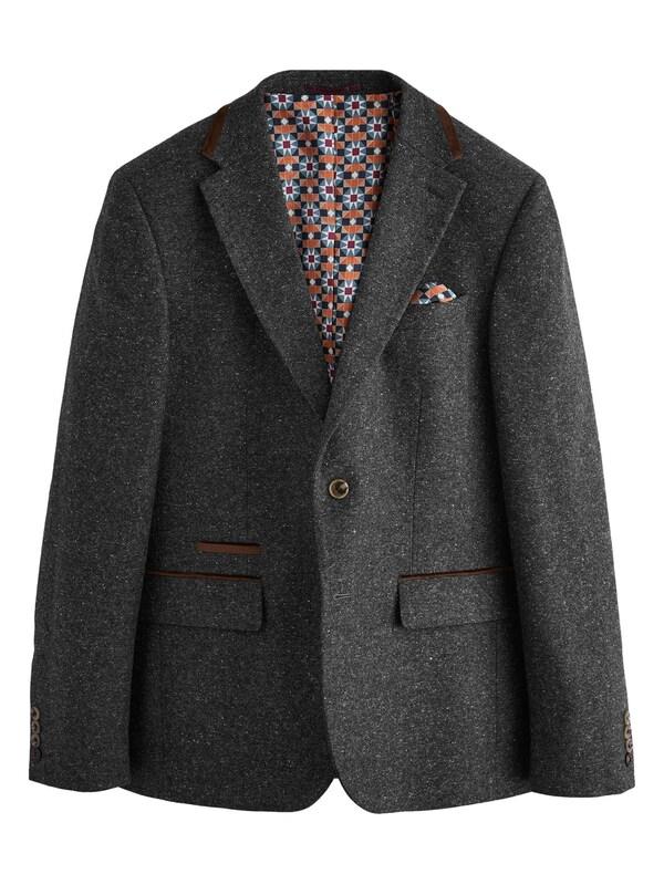 Seraphine Charcoal Grey Regular Fit Wool Blend Trimmed Suit Jacket