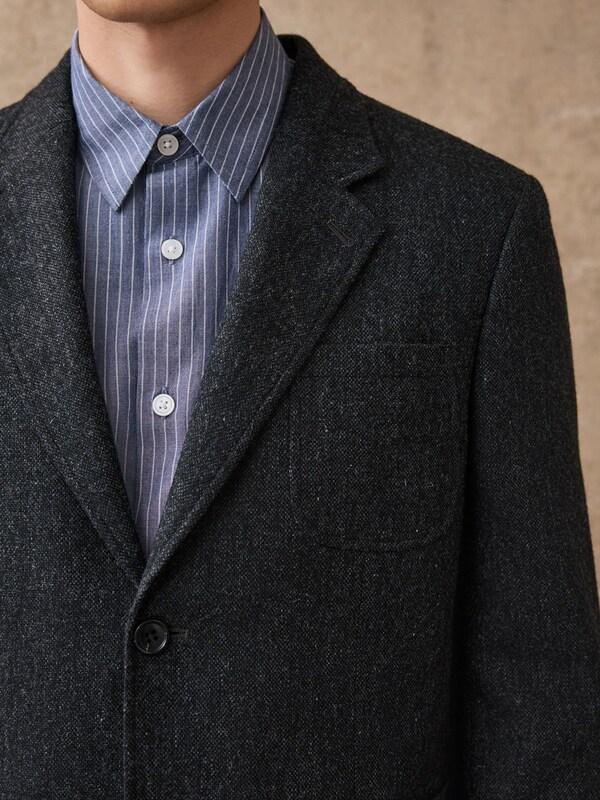 Seraphine Charcoal Grey Relaxed Fit Wool Blend Suit Jacket