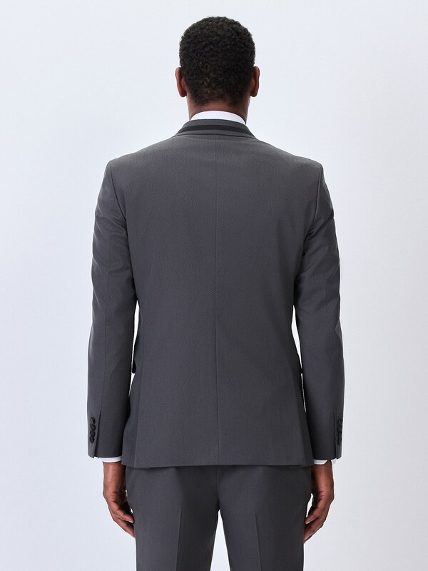 Seraphine Charcoal Grey Skinny Fit Inset Lapel Detail Tuxedo Suit Jacket