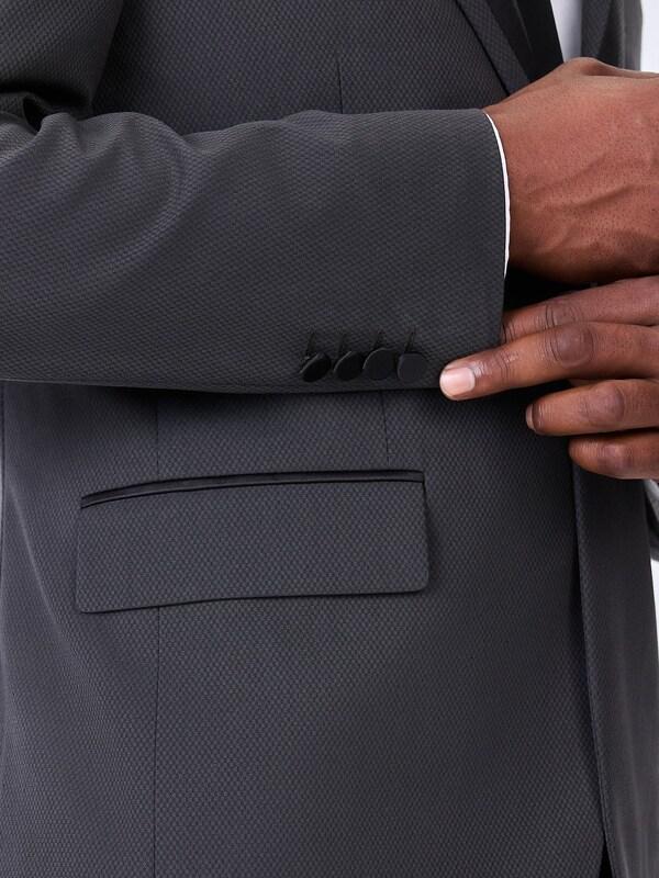 Seraphine Charcoal Grey Skinny Fit Inset Lapel Detail Tuxedo Suit Jacket