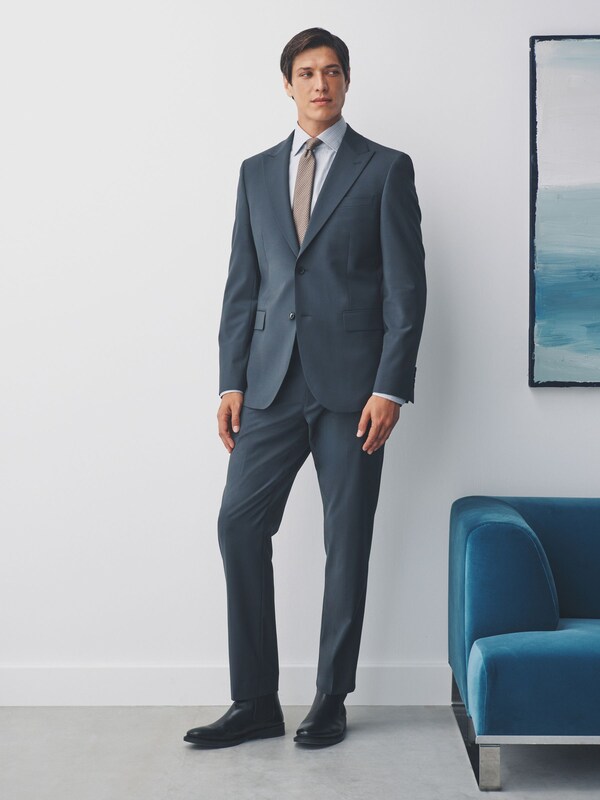 Seraphine Charcoal Grey Slim Fit Motion Flex Wool Blend Suit Jacket