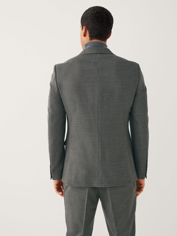 Seraphine Charcoal Grey Slim Fit Puppytooth Wool Blend Suit Jacket