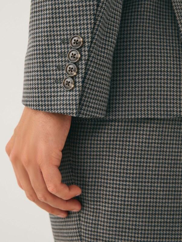 Seraphine Charcoal Grey Slim Fit Puppytooth Wool Blend Suit Jacket