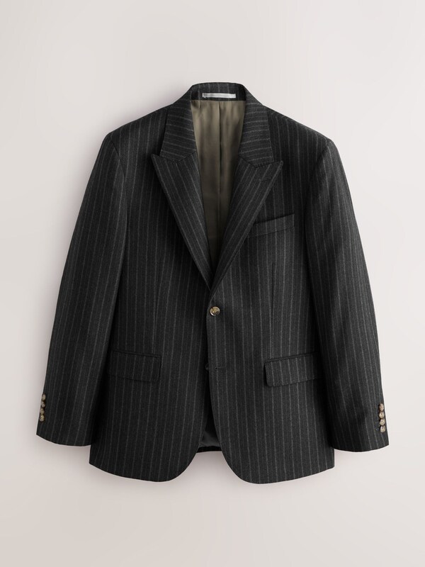 Seraphine Charcoal Grey Tailored Fit Tailored Fit Signature Empire Mills 100% British Wool Stripe Suit Jacket