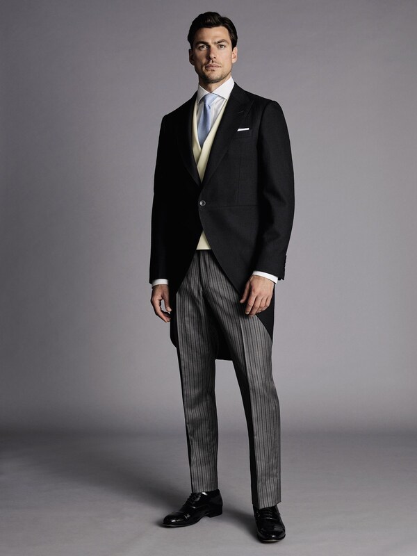 Seraphine Charles Tyrwhitt Black Slim Fit Herringbone Morning Suit: Tailcoat