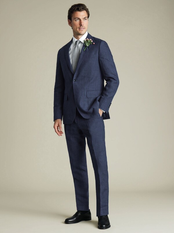 Seraphine Charles Tyrwhitt Blue Slim Fit 100% Linen Jacket