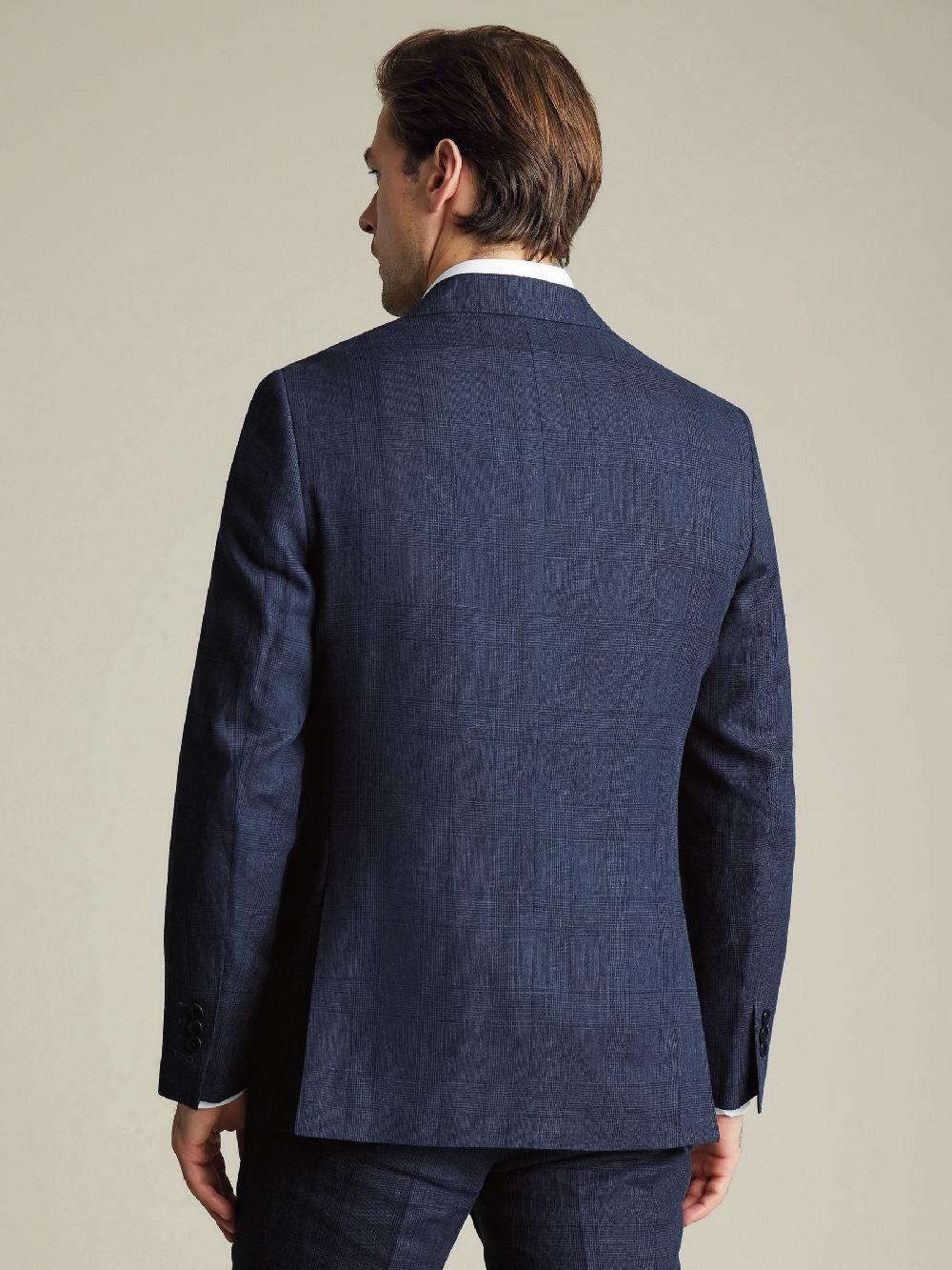 seraphine Charles Tyrwhitt Blue Slim Fit 100% Linen Jacket