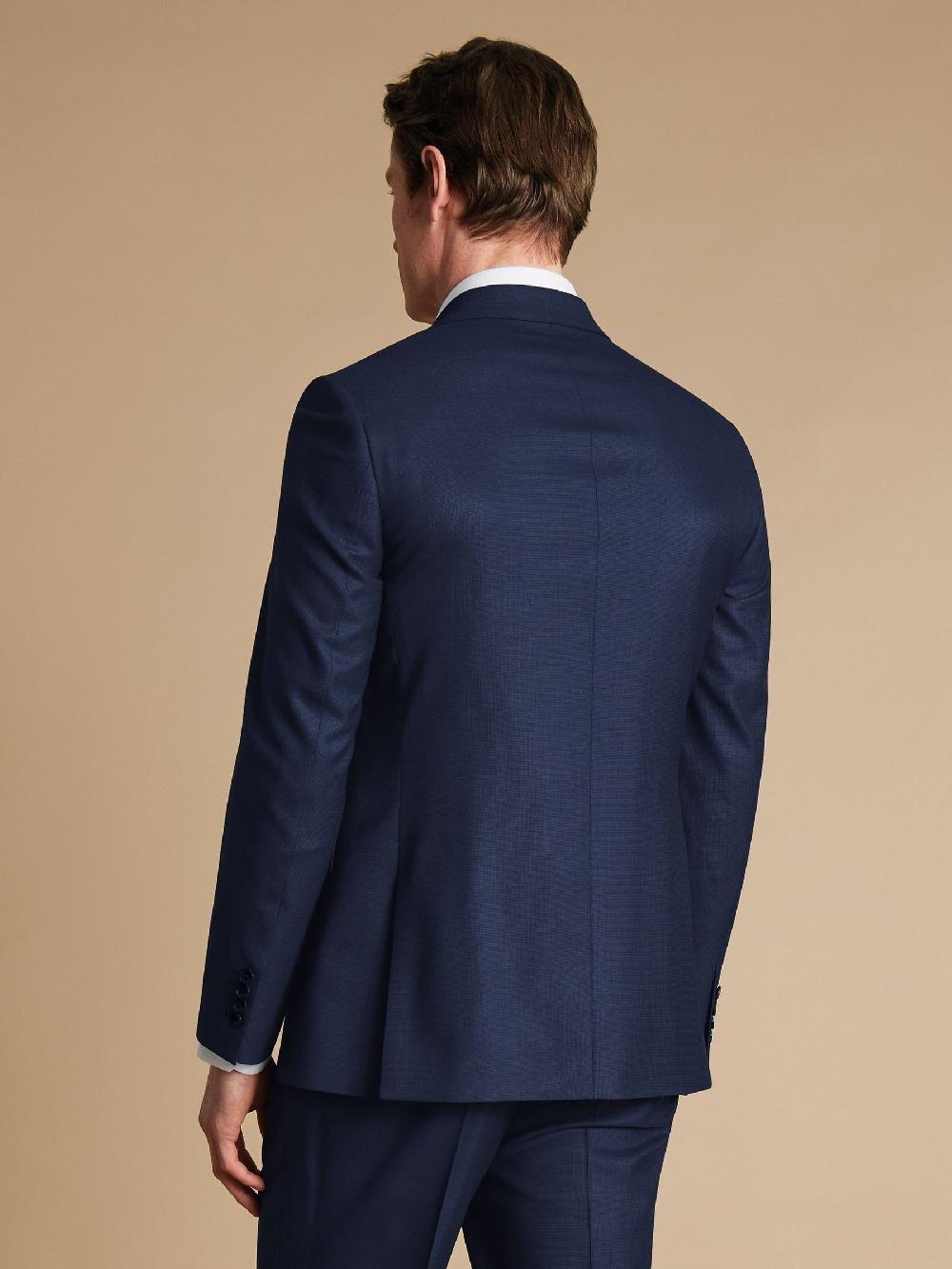 seraphine Charles Tyrwhitt Blue Slim Fit End on End Travel Suit: Jacket