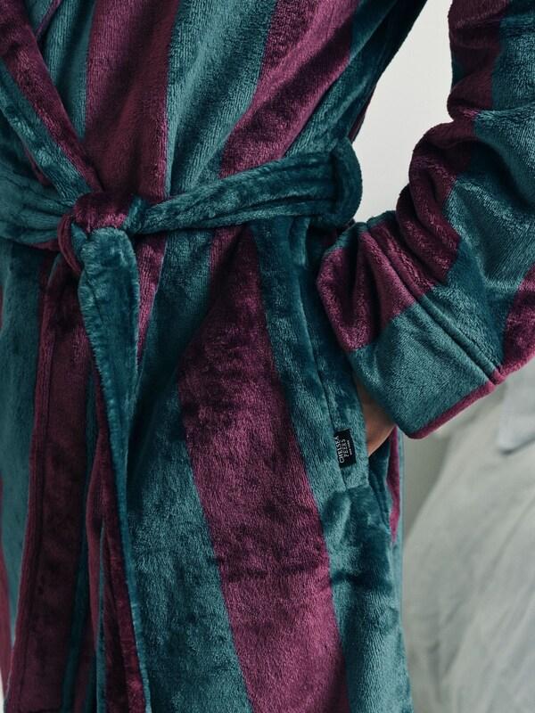 Seraphine Chelsea Peers Blue Fleece Stripe Hooded Dressing Gown