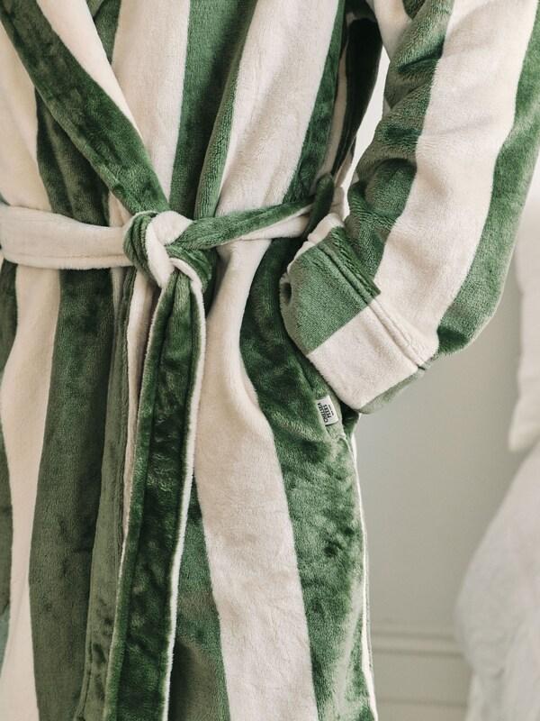 Seraphine Chelsea Peers Green Fleece Stripe Hooded Dressing Gown