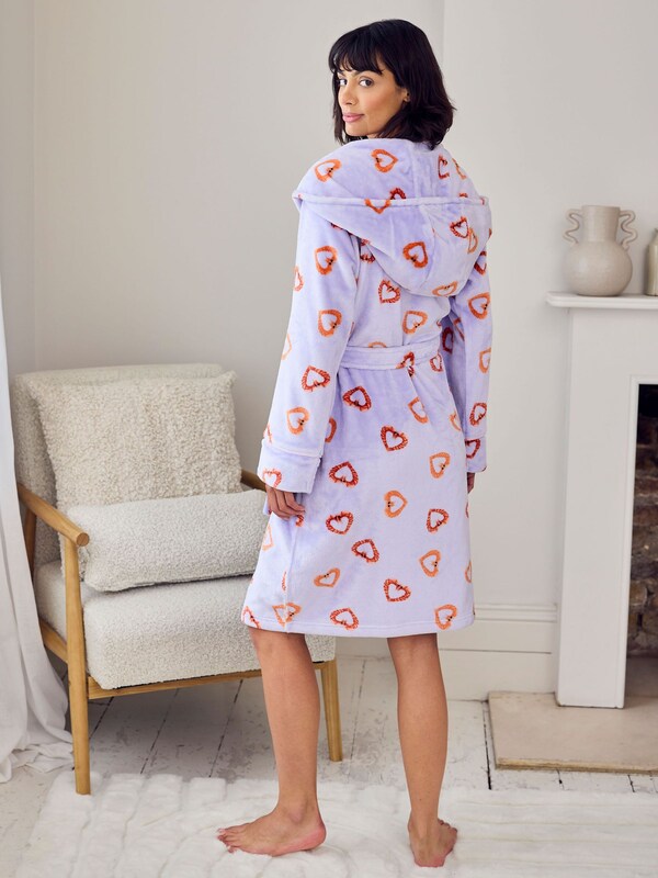 Seraphine Chelsea Peers Purple Fleece Shrimp Heart Print Dressing Gown