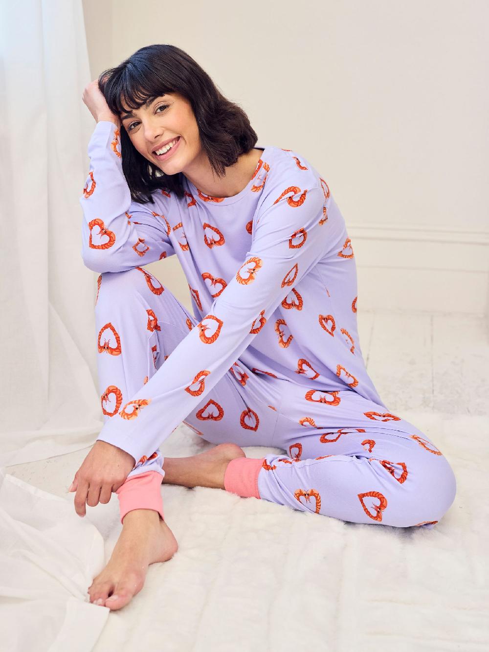 seraphine Chelsea Peers Purple Long Sleeve Maternity Shrimp Heart Print Long Pyjamas Set