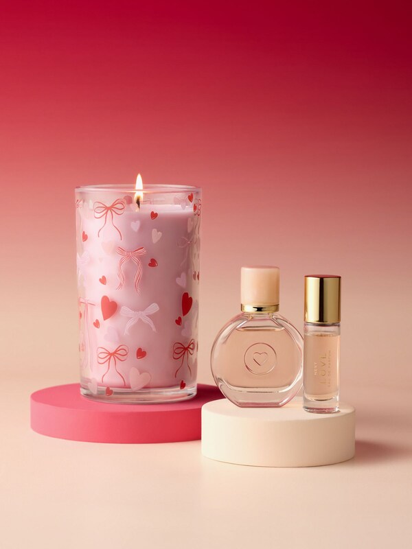 Seraphine Cherry & Almond Hearts And Bows Valentines Pillar Candle