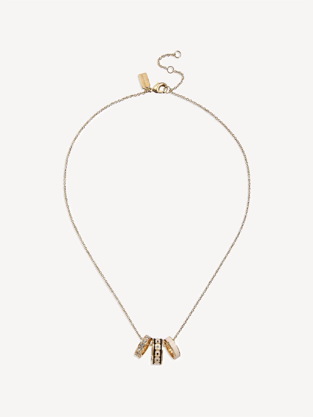 seraphine COACH Black Enamel Enamel C Chain Rondell Necklace