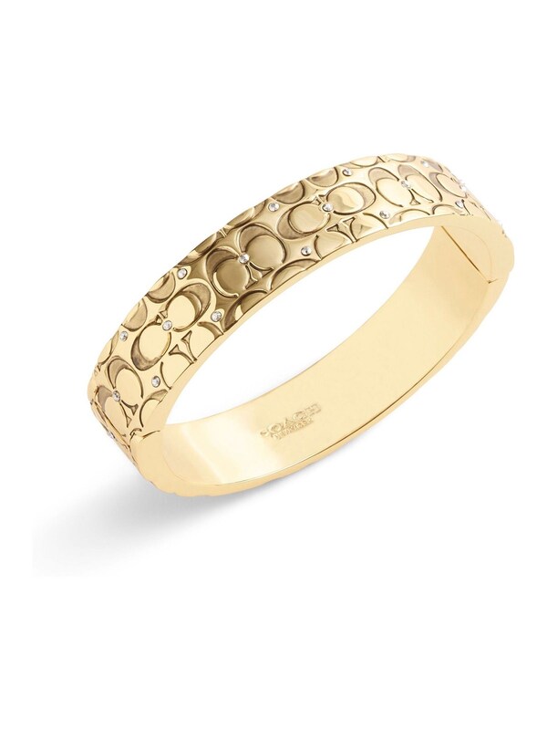Seraphine COACH Gold Tone Quilted C Hinged Bangle Bracelet