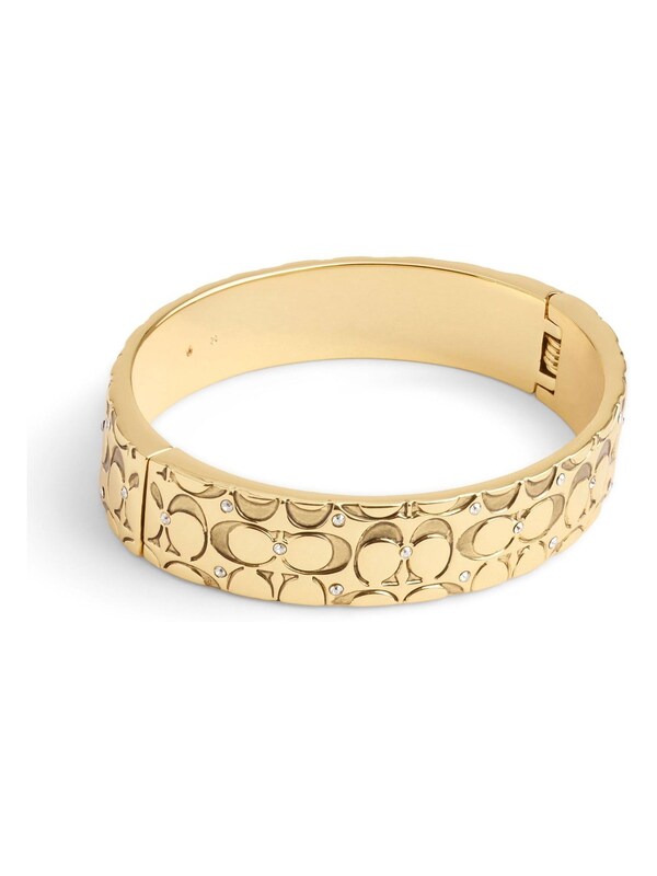 Seraphine COACH Gold Tone Quilted C Hinged Bangle Bracelet