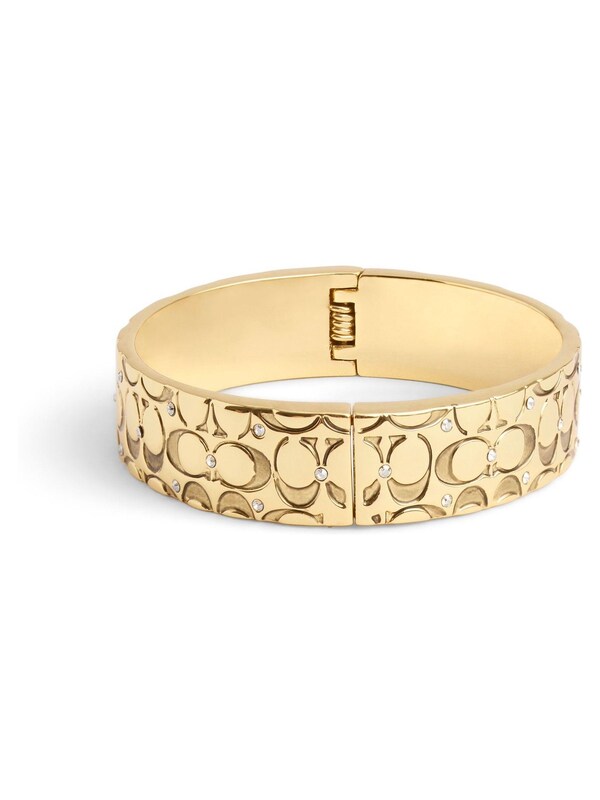 Seraphine COACH Gold Tone Quilted C Hinged Bangle Bracelet