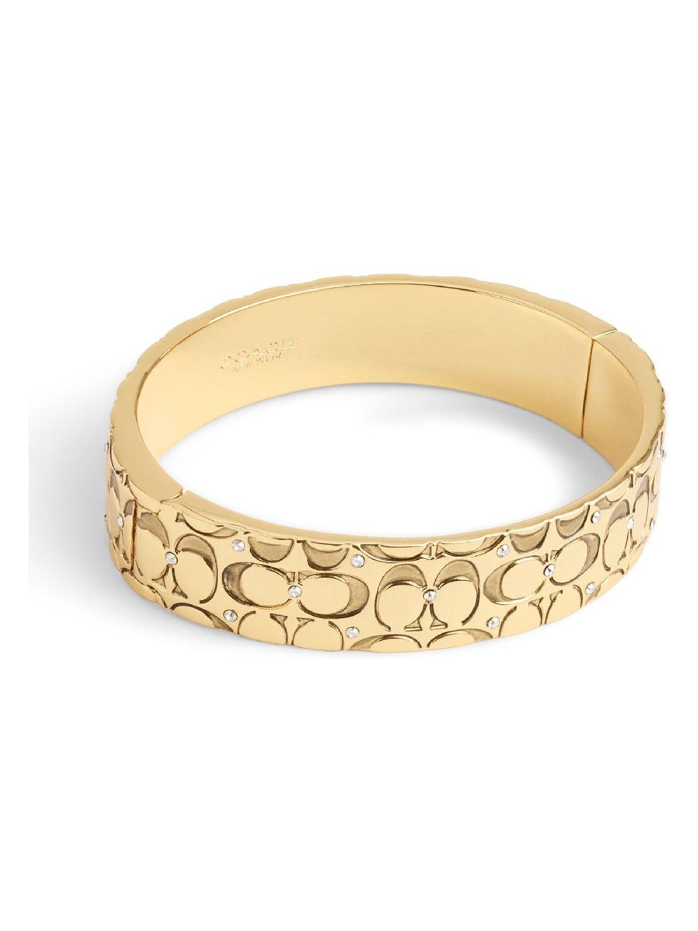 seraphine COACH Gold Tone Quilted C Hinged Bangle Bracelet
