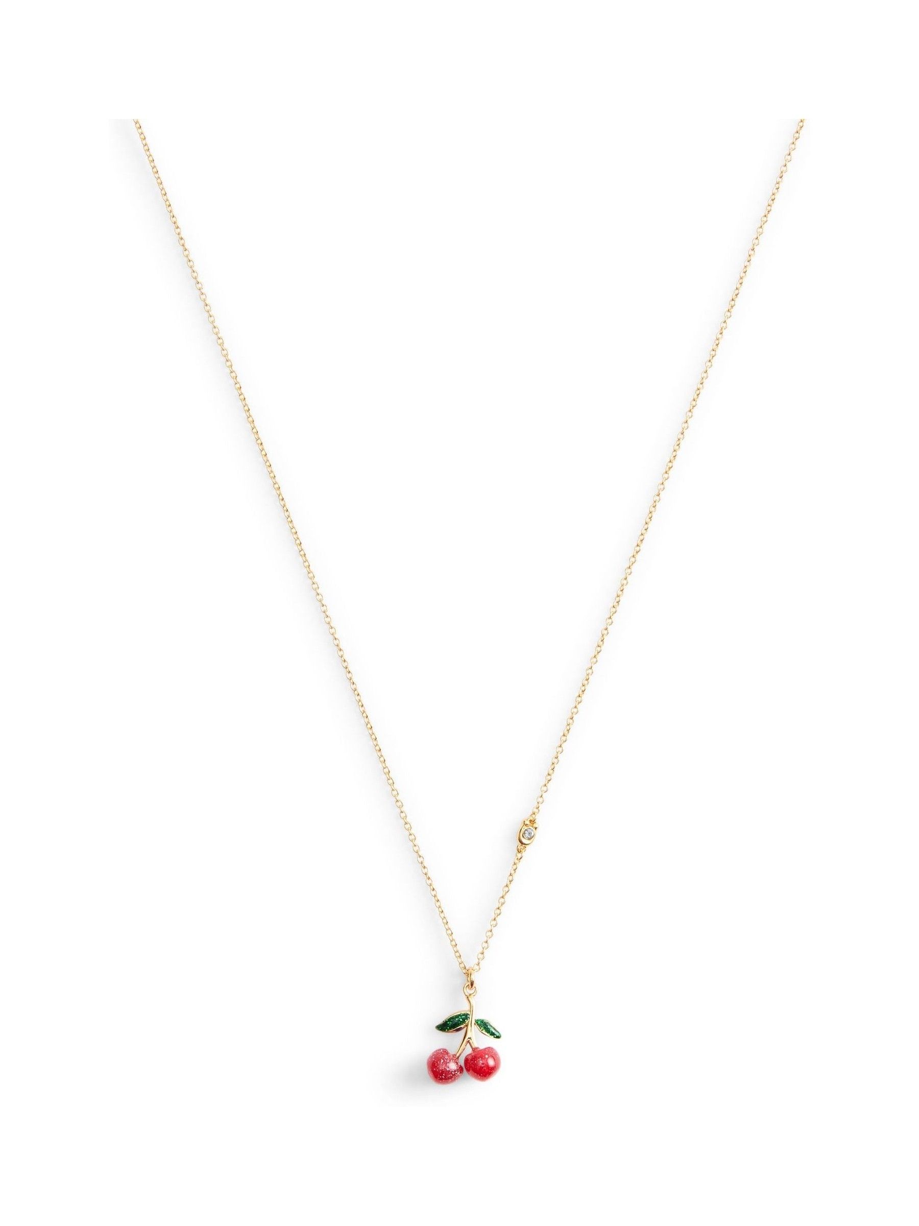 seraphine COACH Gold Tone Signature Cherry Pendant Necklace