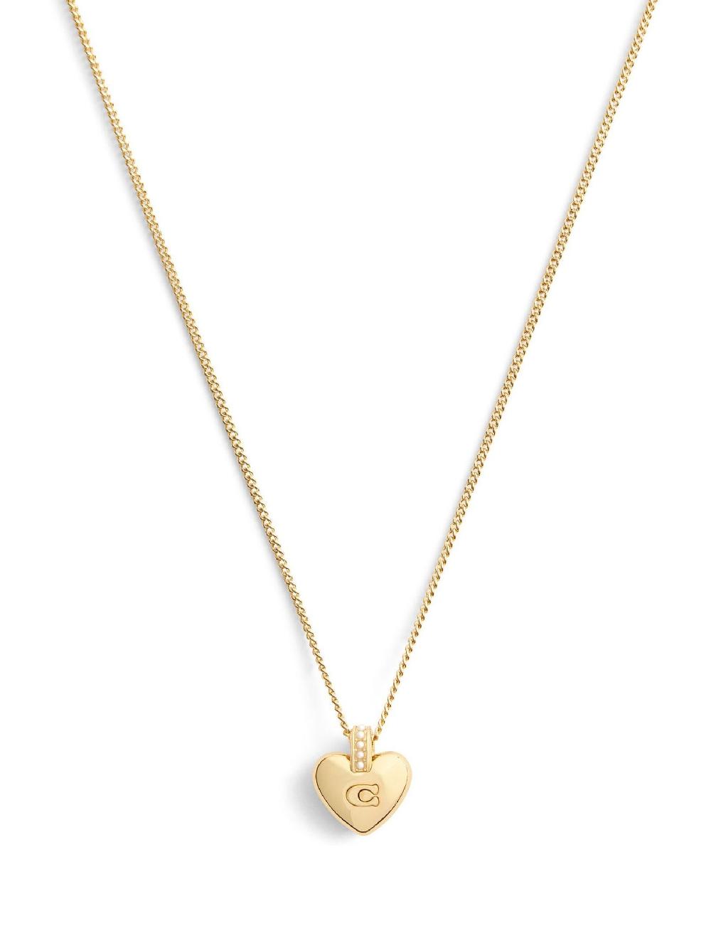 seraphine COACH Gold Tone Signature Puffy Heart Pendant Necklace