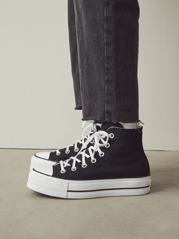 Seraphine Converse Black Pale Platform Lift High Top Trainers