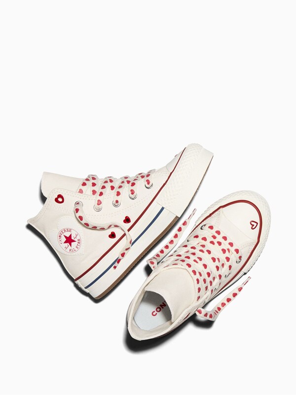 Seraphine Converse White Chuck Taylor Lift Platform Hearts Trainers