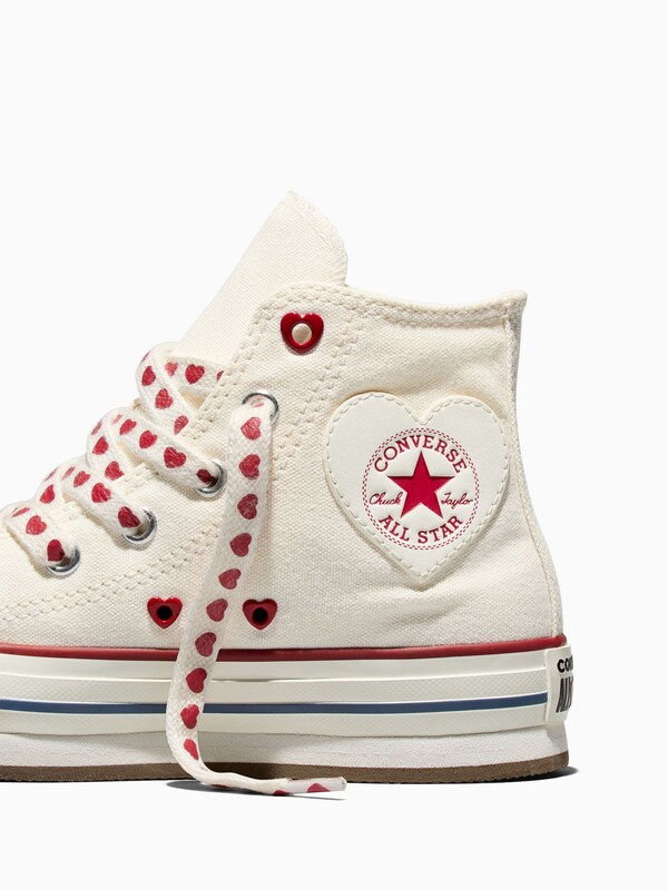 Seraphine Converse White Chuck Taylor Lift Platform Hearts Trainers