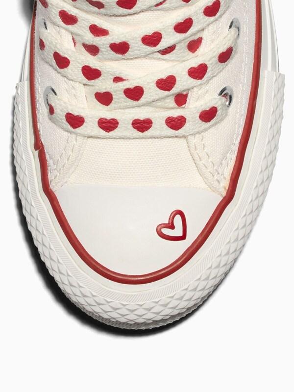 Seraphine Converse White Chuck Taylor Lift Platform Hearts Trainers