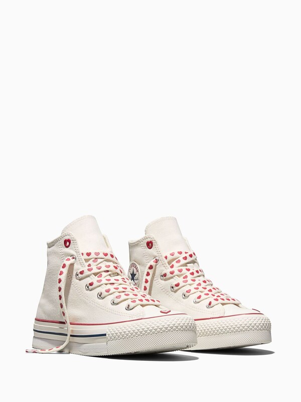 Seraphine Converse White Chuck Taylor Lift Platform Hearts Trainers