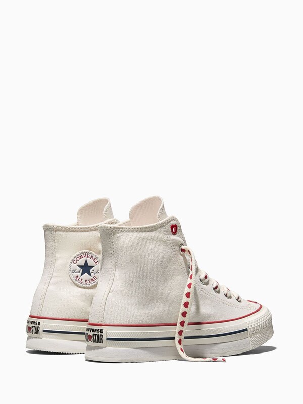 Seraphine Converse White Chuck Taylor Lift Platform Hearts Trainers