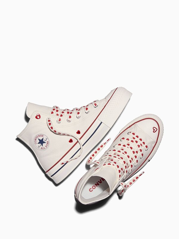 Seraphine Converse White Chuck Taylor Lift Platform Hearts Trainers