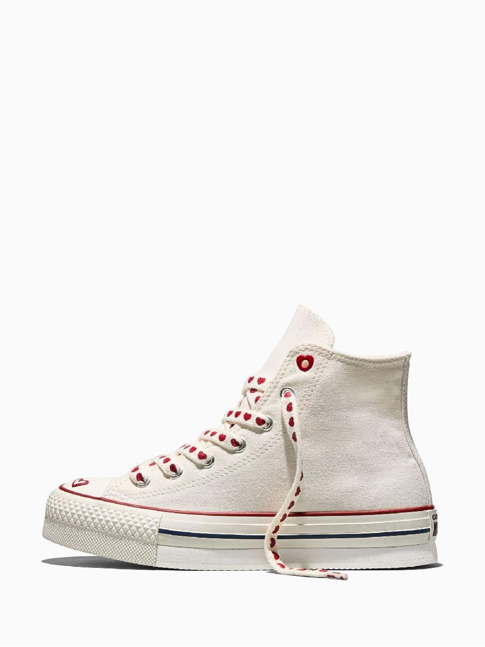 seraphine Converse White Chuck Taylor Lift Platform Hearts Trainers
