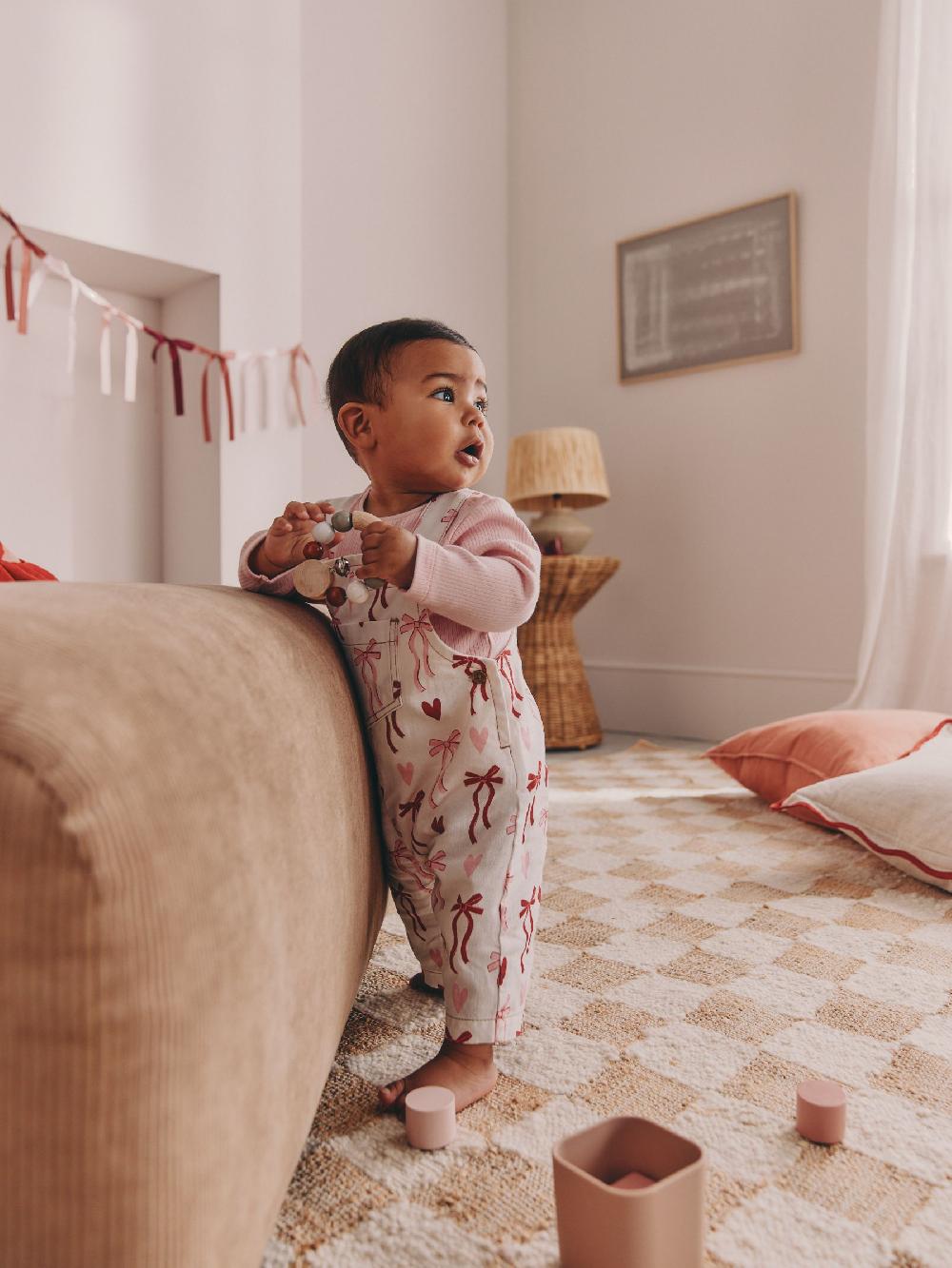 seraphine Cream/Pink Bows Baby Dungarees and Bodysuit Set 2 Piece (0mths-3yrs)
