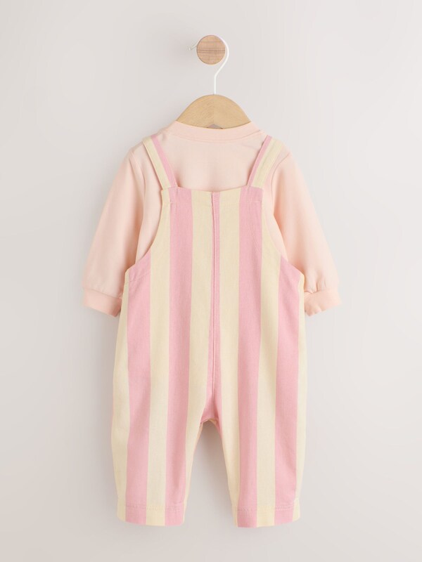 Seraphine Cream/ Pink Stripe Baby Dungarees And Bodysuit Set 2 Piece (0mths-3yrs)