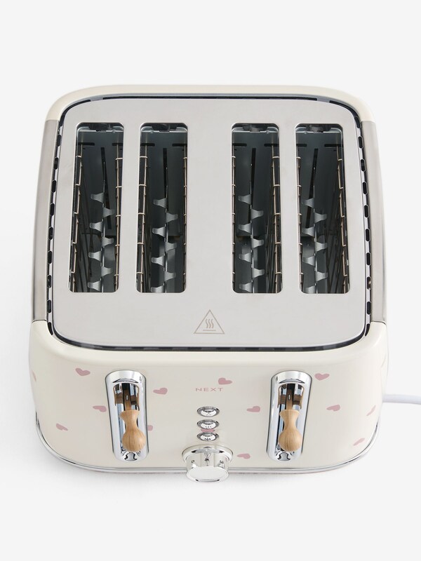 Seraphine Cream With Pink Hearts 4 Slice Malvern Toaster