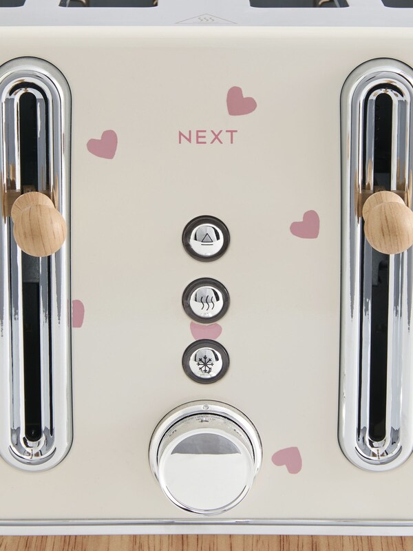 Seraphine Cream With Pink Hearts 4 Slice Malvern Toaster