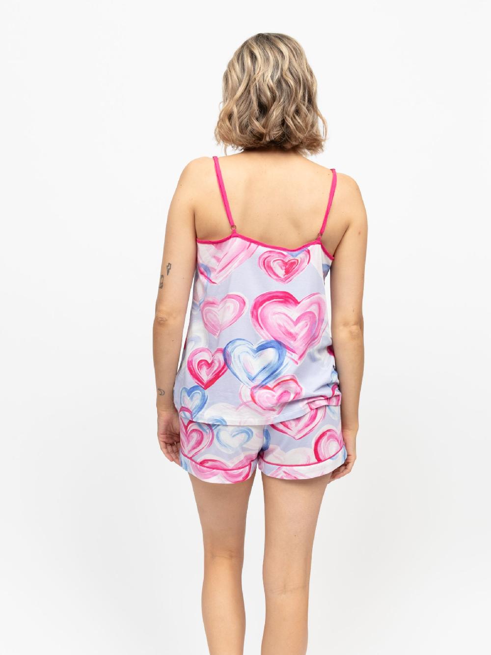 seraphine Cyberjammies Pink Heart Printed Jersey Cami And Shorts Set