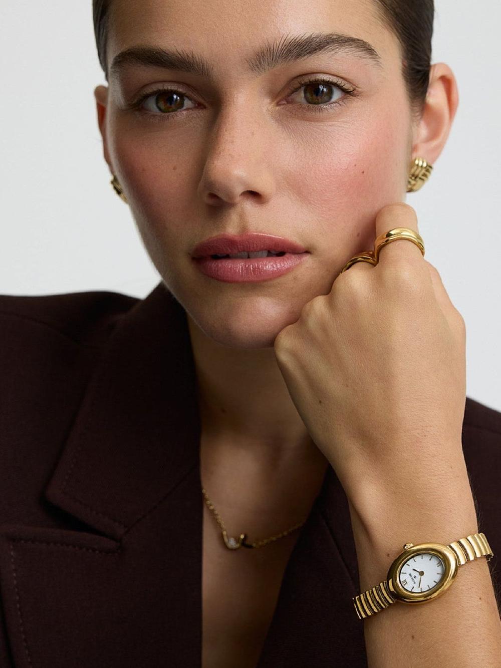 seraphine D.Louise Gold Tone Classic Oval Watch 26mm