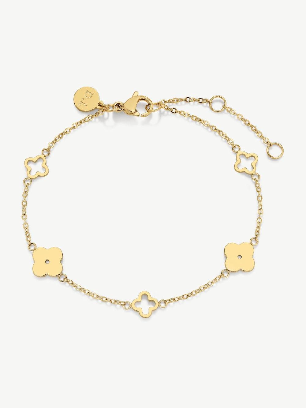 seraphine D.Louise Gold Tone Waterproof Multi Clover Bracelet