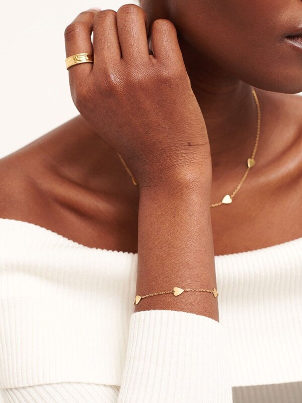 Seraphine D.Louise Gold Tone Waterproof Multi Heart Bracelet