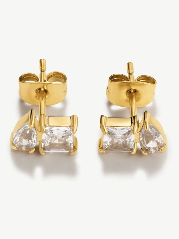 Seraphine D.Louise Gold Tone Waterproof Toi Et Moi Studs Earrings