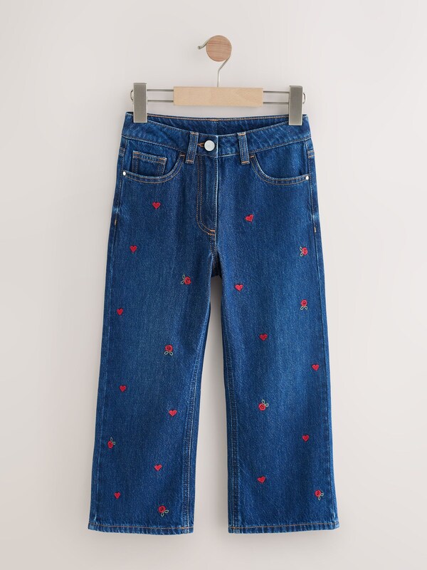 Seraphine Dark Blue Wide Floral Print Embellished Jeans (3-16yrs)