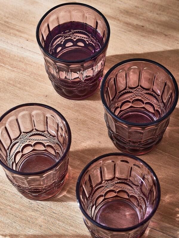 Seraphine Dibor 4 Pack Pink Aurielle Embossed Tumbler Glasses