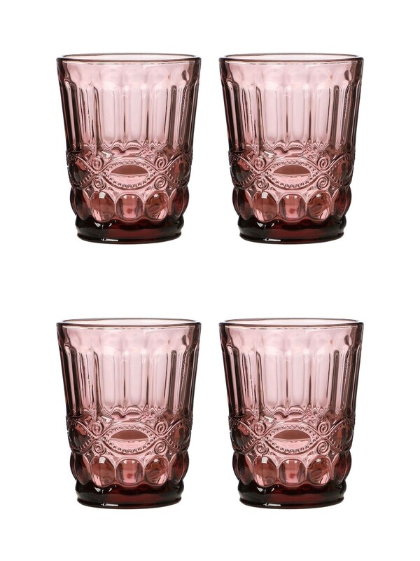 Seraphine Dibor 4 Pack Pink Aurielle Embossed Tumbler Glasses