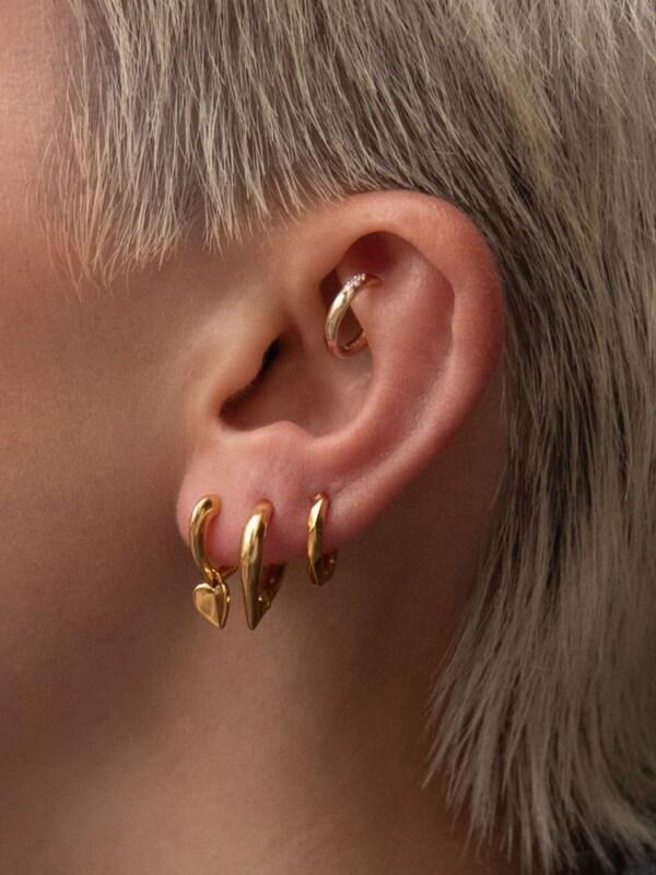 Seraphine Dinny Hall Gold Folded Heart Drop Hoops Earrings