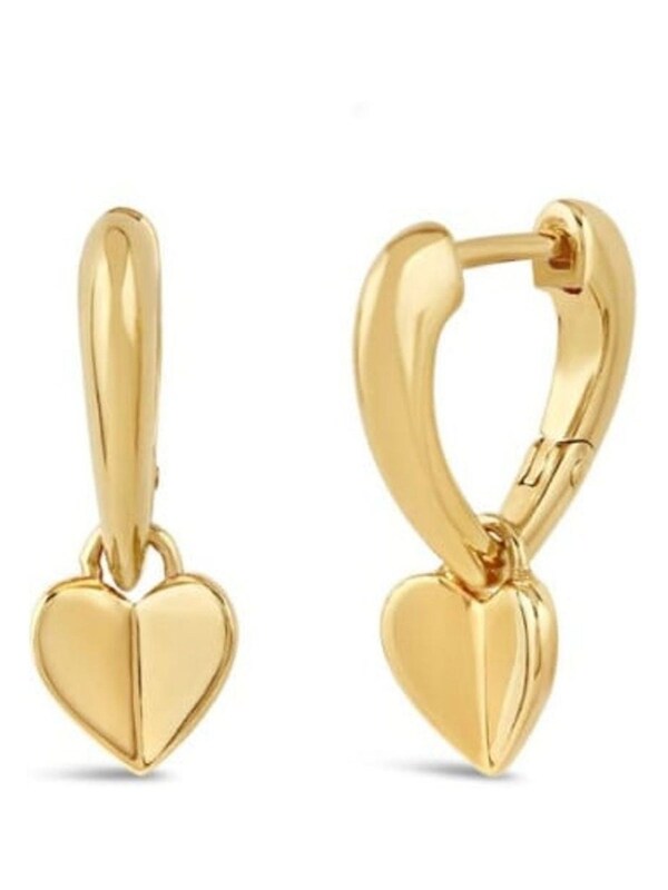 Seraphine Dinny Hall Gold Folded Heart Drop Hoops Earrings