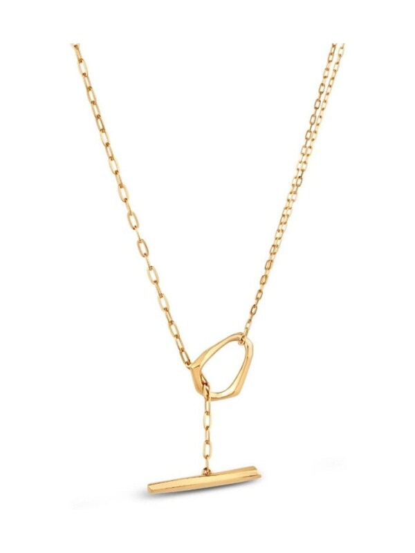 Seraphine Dinny Hall Gold Silver Thalassa T-Bar Lariat Necklace
