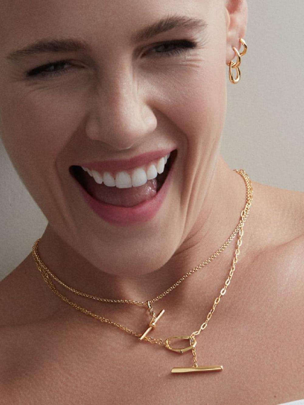 seraphine Dinny Hall Gold Silver Thalassa T-Bar Lariat Necklace
