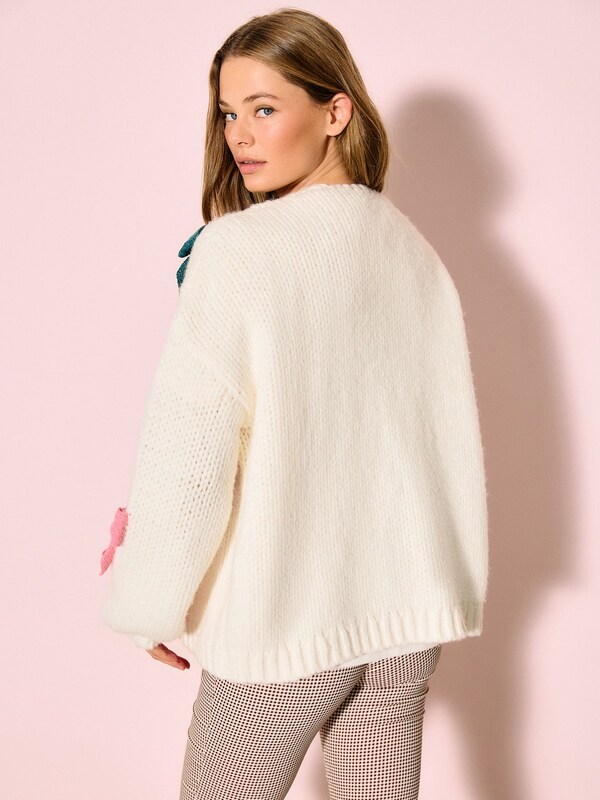 Seraphine Ecru 3D Bows Soft Touch Chunky Knit Cardigan