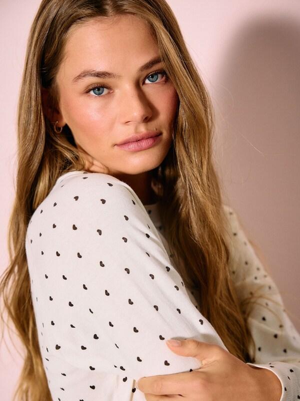 Seraphine Ecru Heart Polka Dots Soft Touch Crew Neck Cotton Rich Jumper